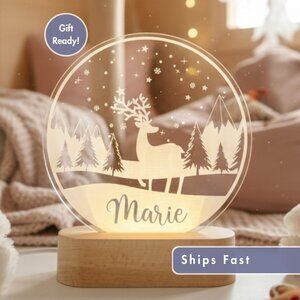 Winterland Deer Custom Name Light • Personalized LED Cloud Decor • Kids Gift